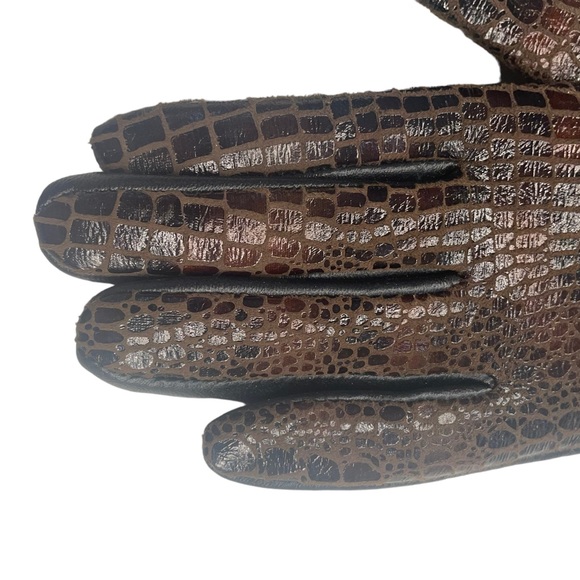 GII NWT brown black reptile print cold weather driving dress contemporary gloves - Picture 3 of 12